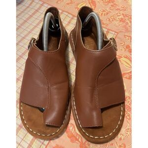 Lostisy Brown Natural Tan One Toe Sandals Vegan Bohemian Women's Size EU 38/US 8